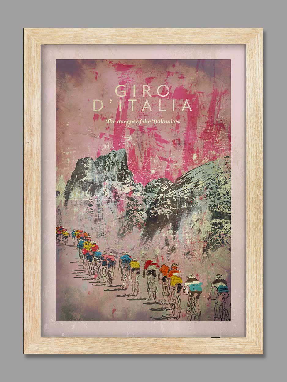 Giro D'Italia - The Ascent of the Dolomites - Cycling Print