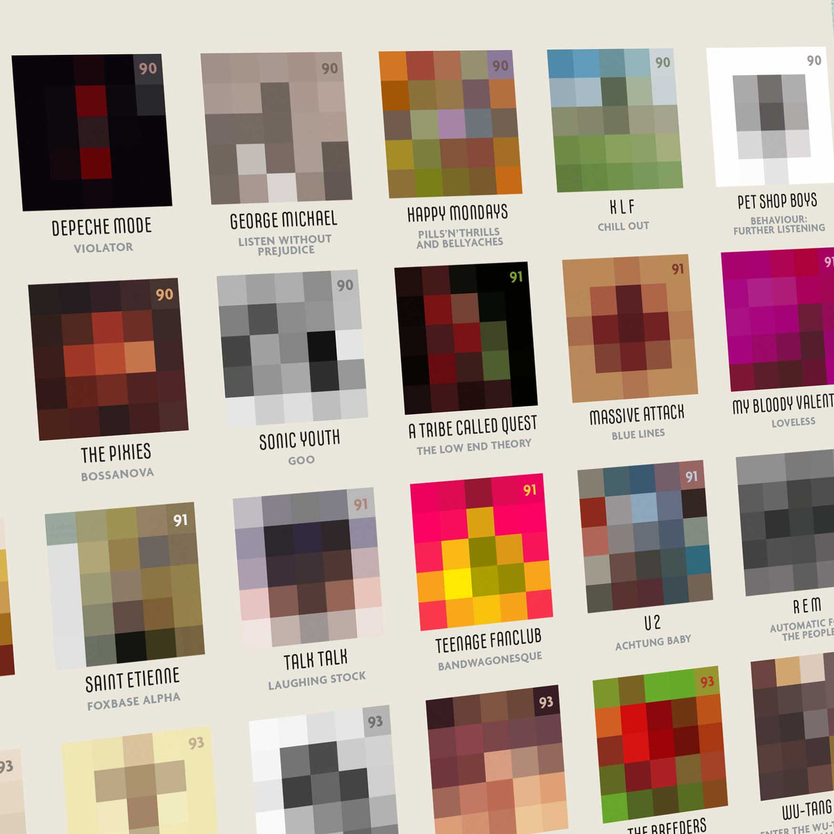 Great 90s Albums - Music Print