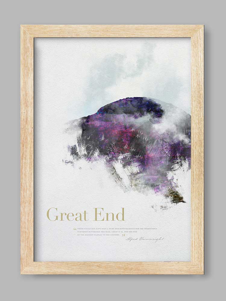Great End in Wainwright's Words - Lake District Print