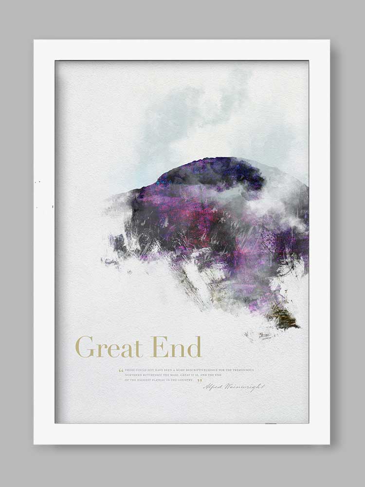 Great End in Wainwright's Words - Lake District Print