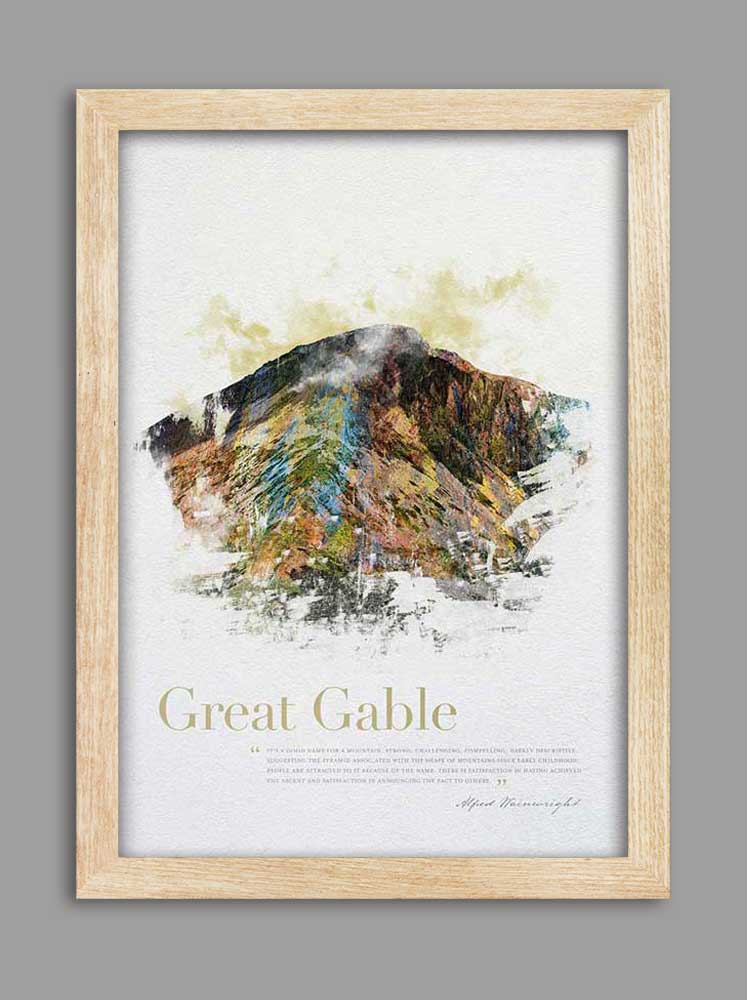 Great Gable in Wainwright's Words - Lake District Print