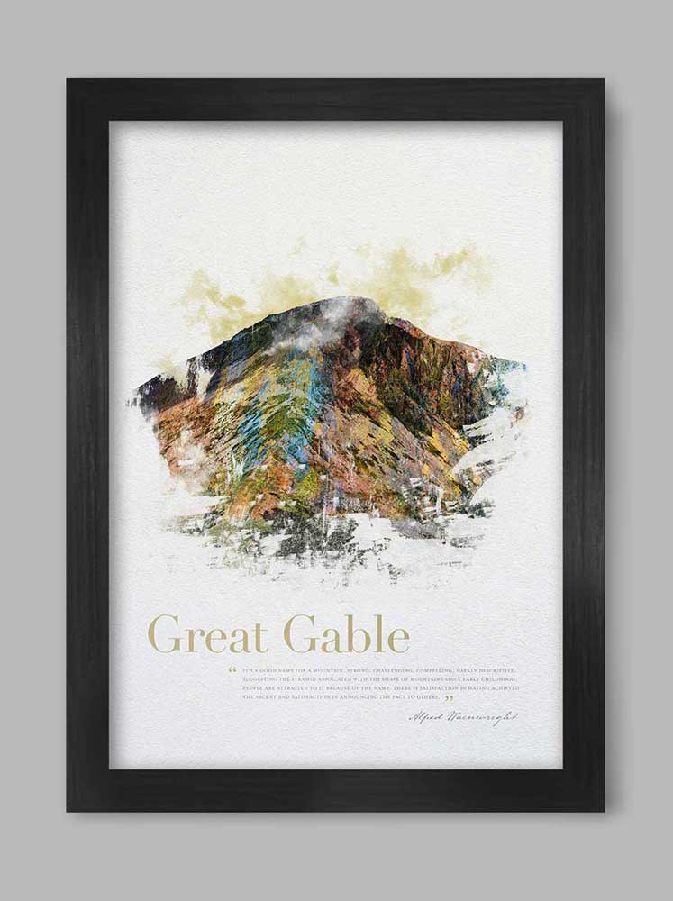 Great Gable in Wainwright's Words - Lake District Print