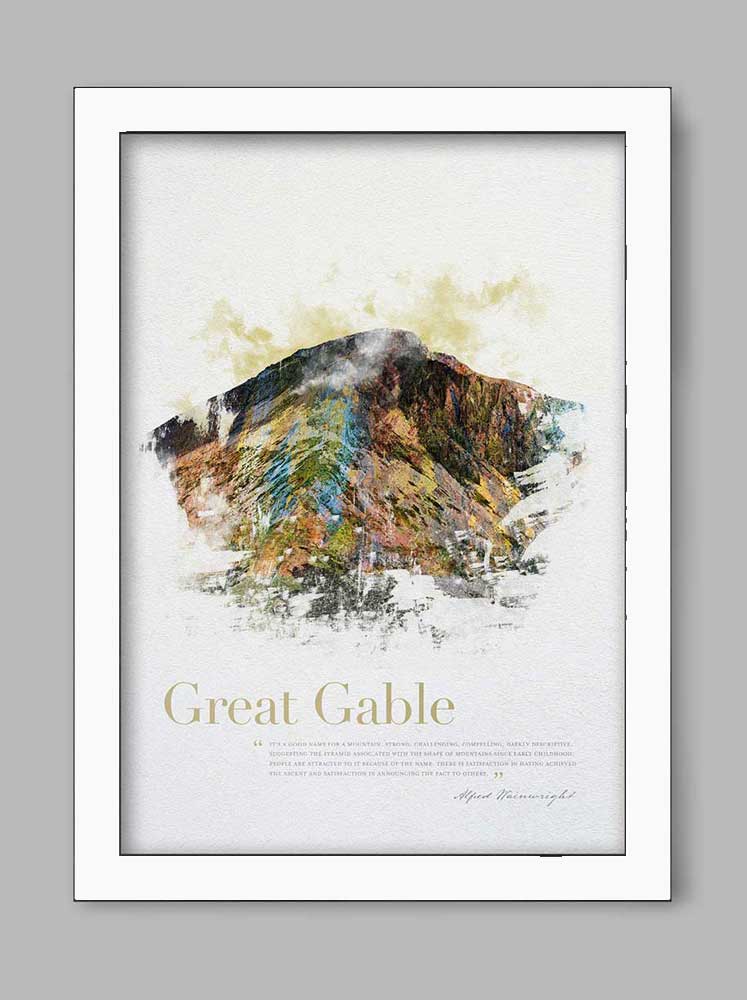 Great Gable in Wainwright's Words - Lake District Print