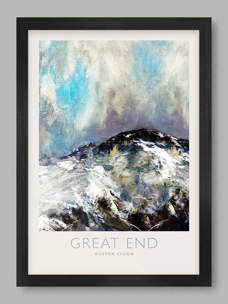 Great End Winter Storm  - Lake District Poster Print