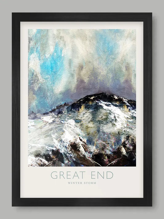Great End Winter Storm  - Lake District Poster Print