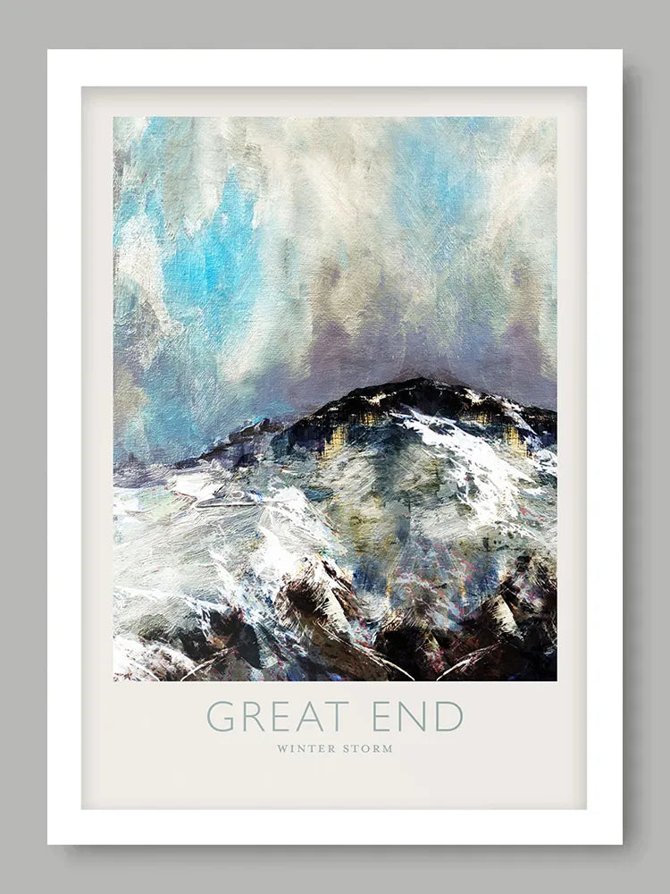 Great End Winter Storm  - Lake District Poster Print