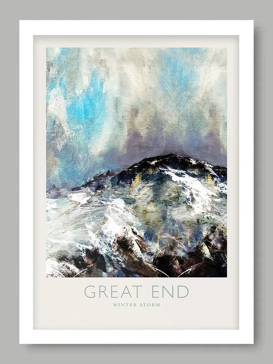 Great End Winter Storm  - Lake District Poster Print