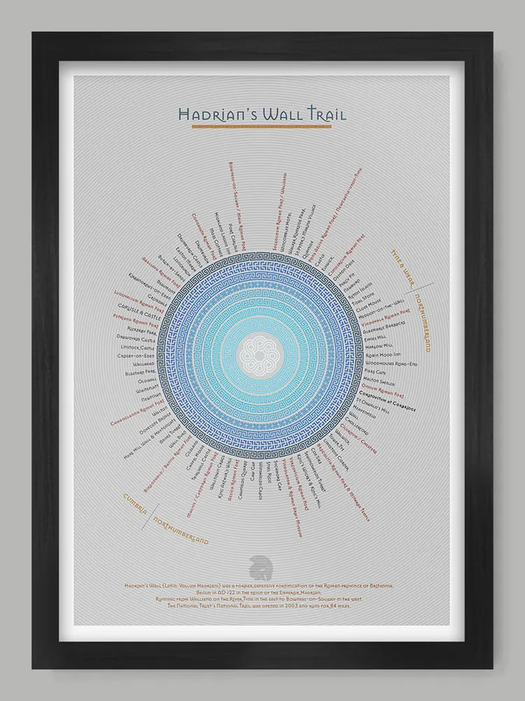 Hadrian's Wall Trail - Light Grey Version Poster Print