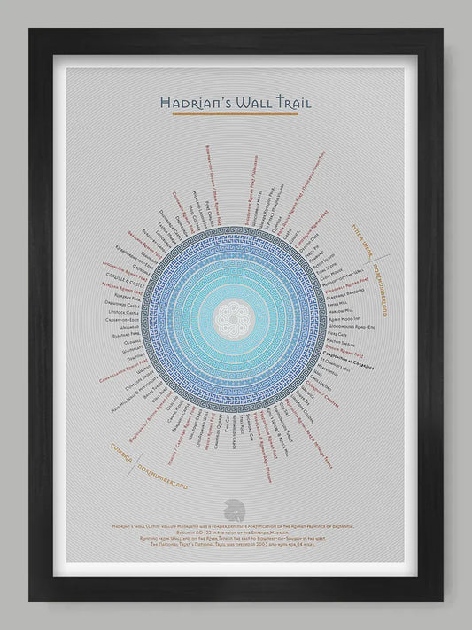 Hadrian's Wall Trail - Light Grey Version Poster Print