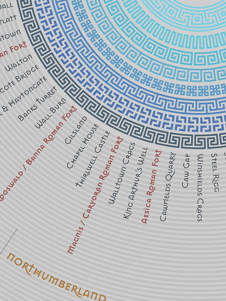 Hadrian's Wall Trail - Light Grey Version Poster Print