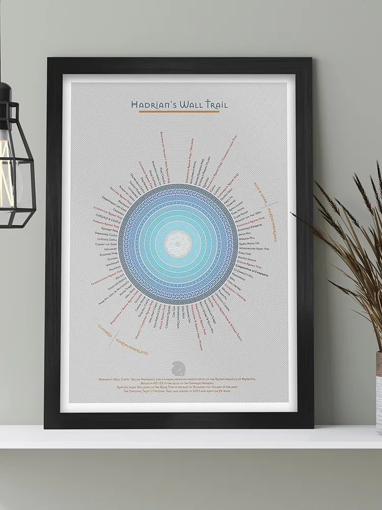 Hadrian's Wall Trail - Light Grey Version Poster Print