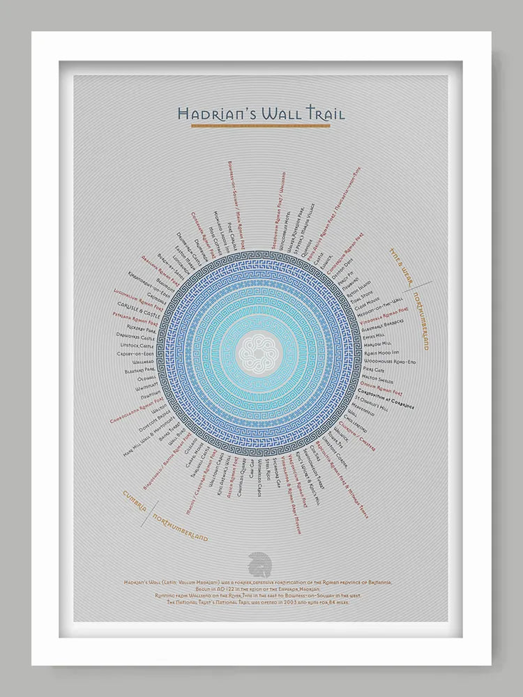 Hadrian's Wall Trail - Light Grey Version Poster Print