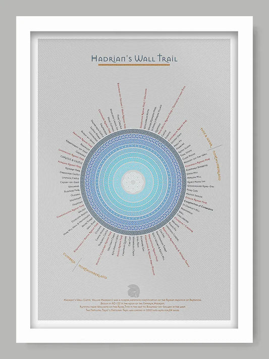 Hadrian's Wall Trail - Light Grey Version Poster Print