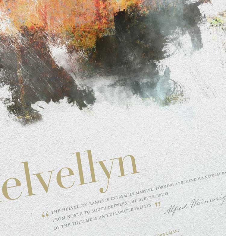 Helvellyn in Wainwright's Words - Lake District Print