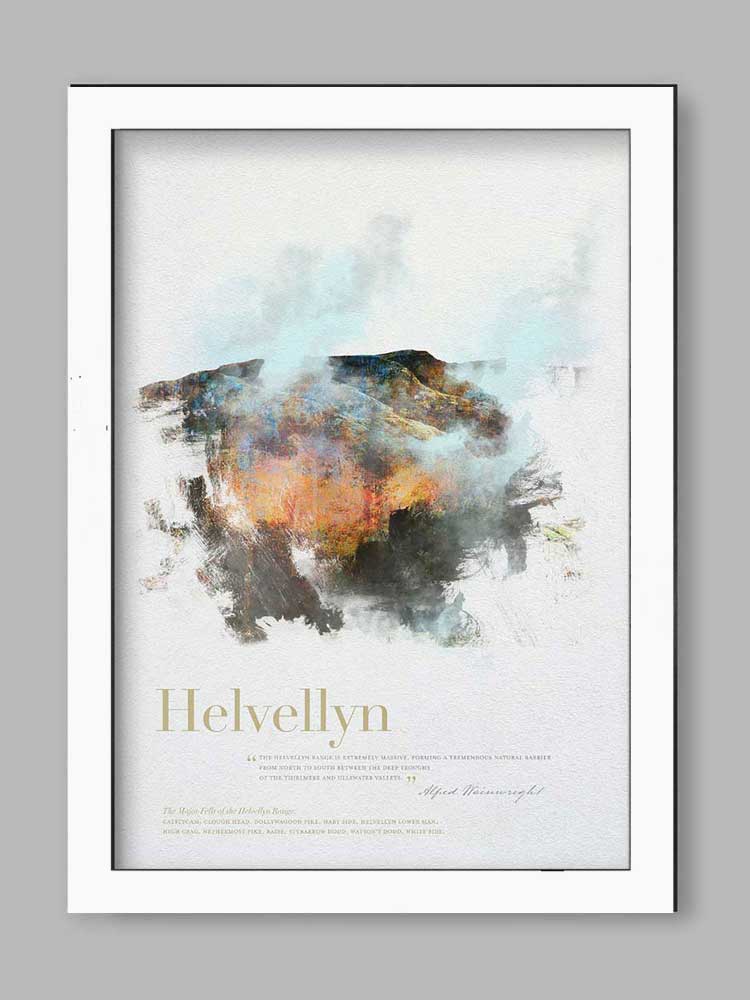 Helvellyn in Wainwright's Words - Lake District Print