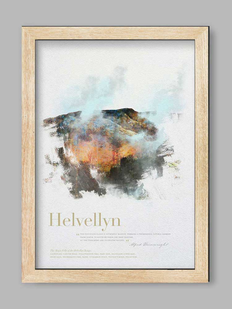 Helvellyn in Wainwright's Words - Lake District Print
