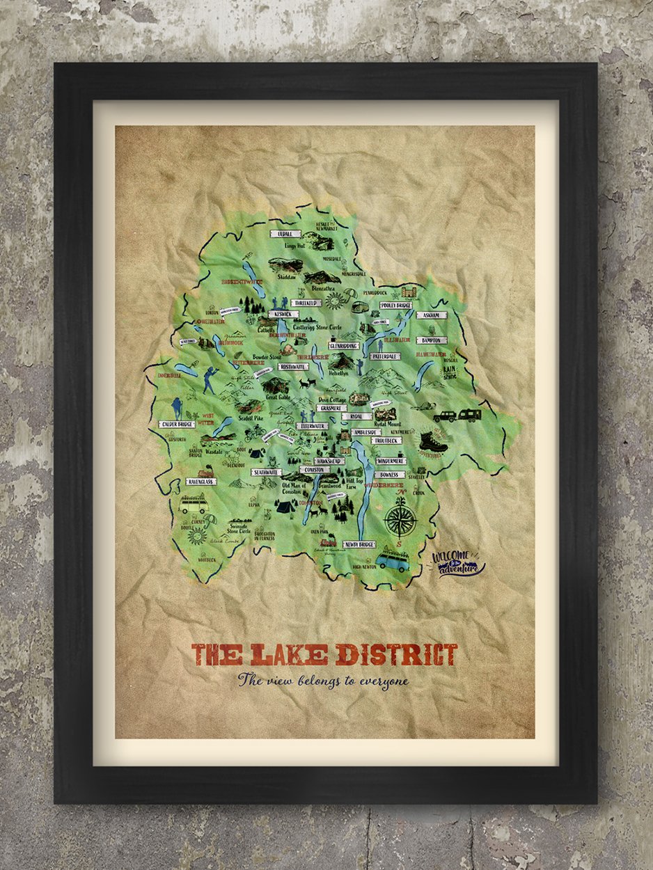 Lake District Illustrated Map Print