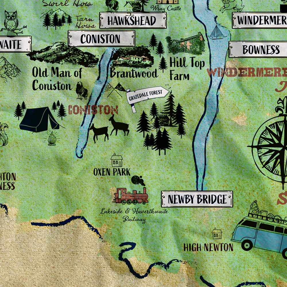 Lake District Illustrated Map Print