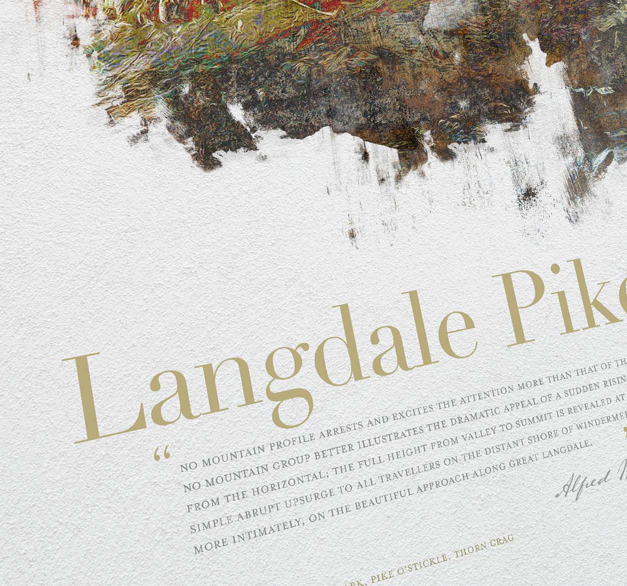 Langdale Pikes in Wainwright's Words - Lake District Print