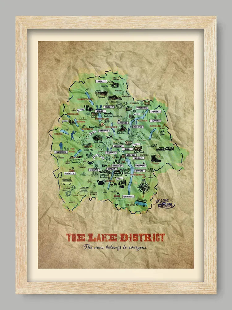 Lake District Illustrated Map Print