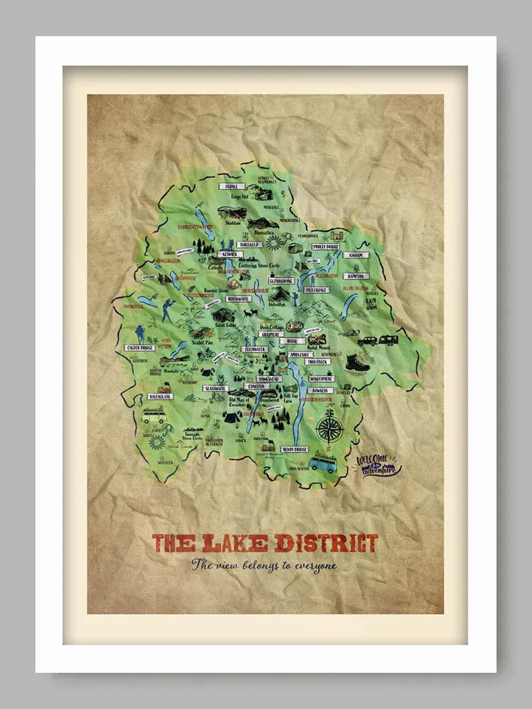 Lake District Illustrated Map Print
