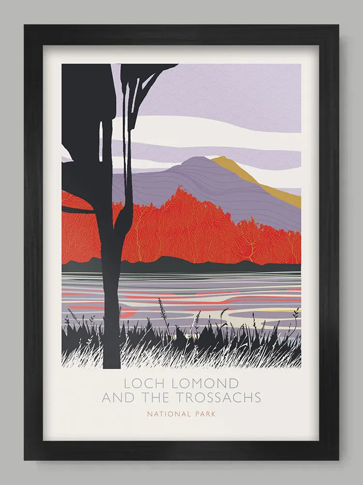Loch Lomond and The Trossachs National Park - Poster Print. Established in 2002, includes 21 Munros and 2 national Nature Reserves.