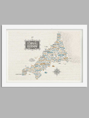 Map of Cornwall - Poster print