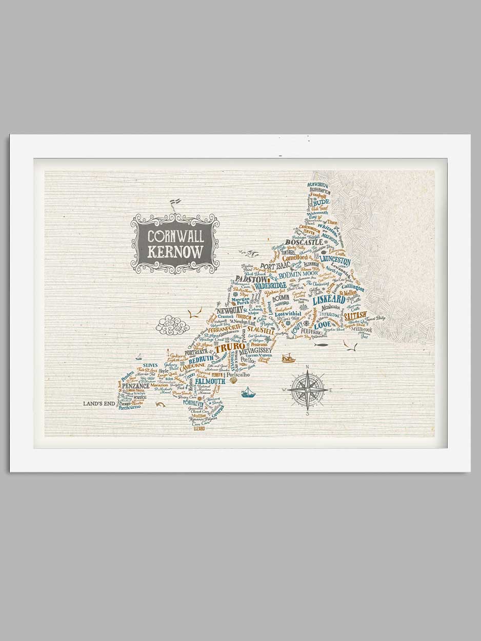 Map of Cornwall Print