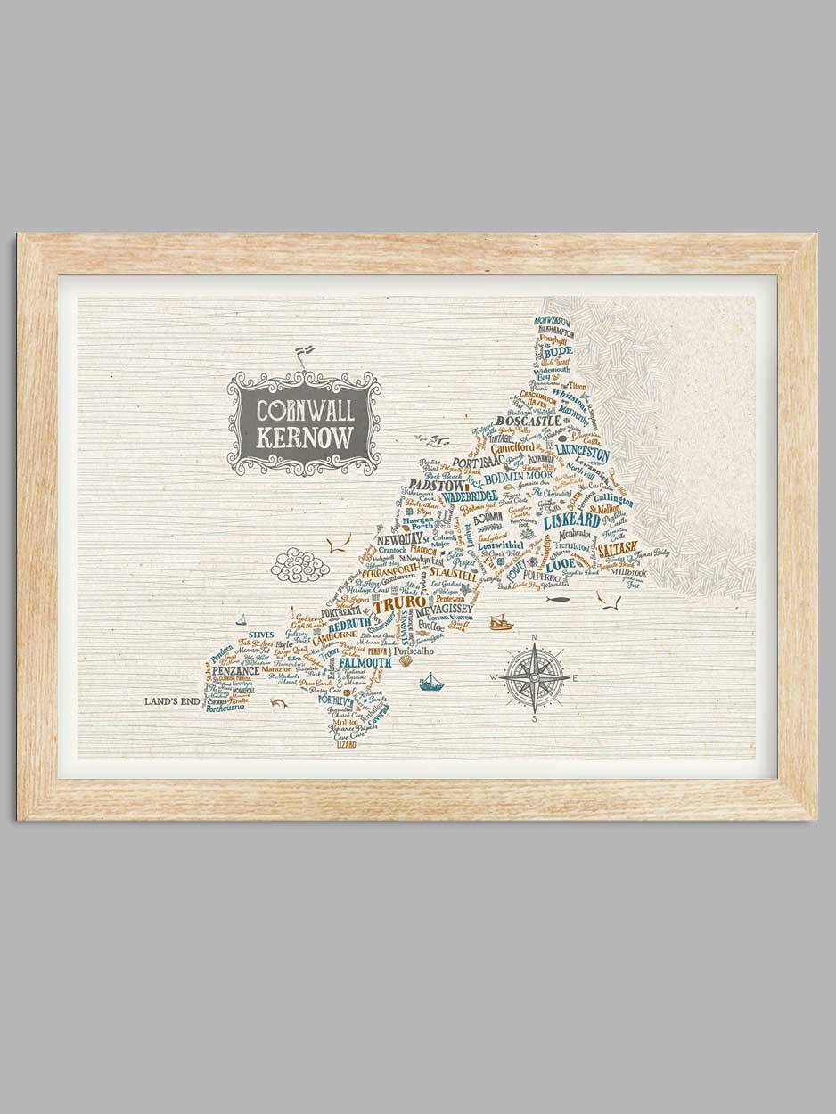 Map of Cornwall Print