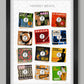 Mersey Beats - Music Print. Some of Liverpool's best known bands celebrated as 7 inch vinyl record covers, re-imagined and designed by The Northern Line.
