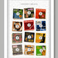Mersey Beats - Music Print. Some of Liverpool's best known bands celebrated as 7 inch vinyl record covers, re-imagined and designed by The Northern Line.