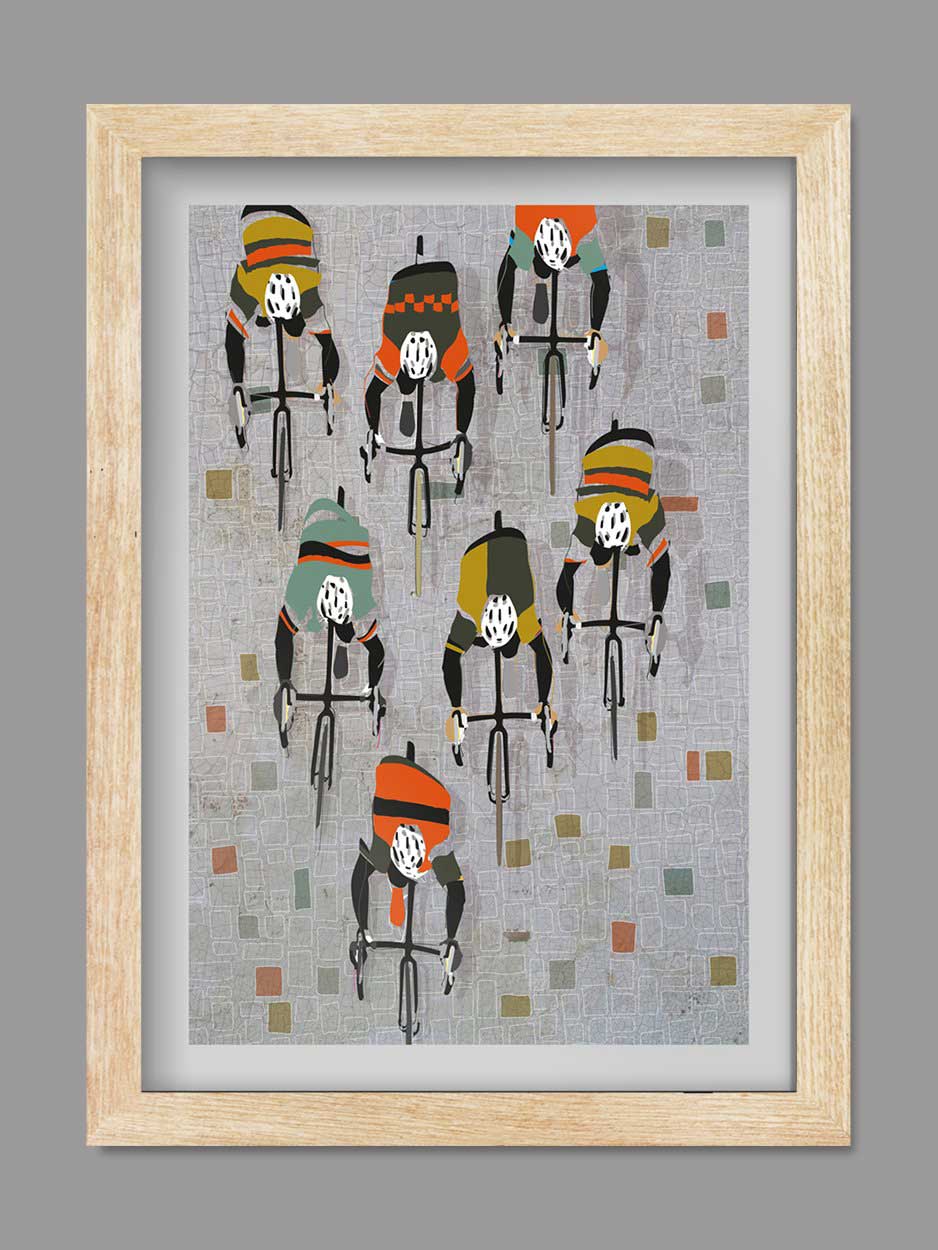 Over The Cobbles - Cycling Print