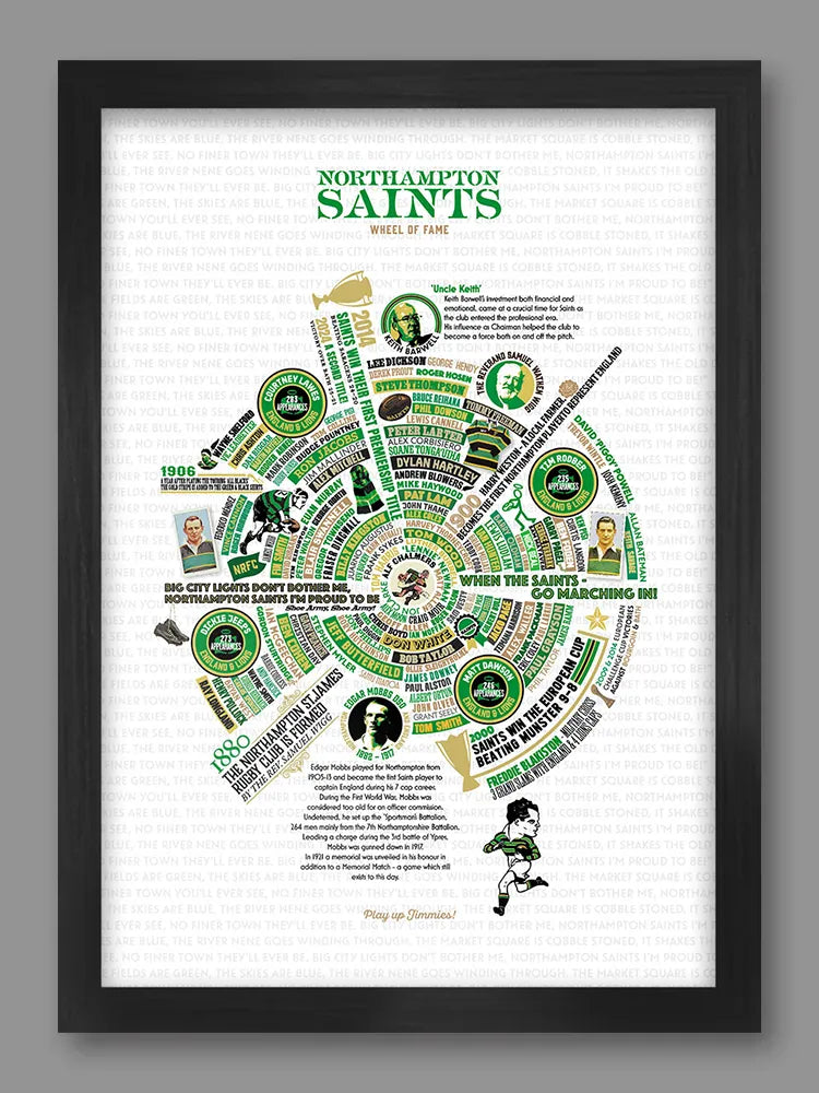 Northampton Saints Wheel of Fame - Rugby Print