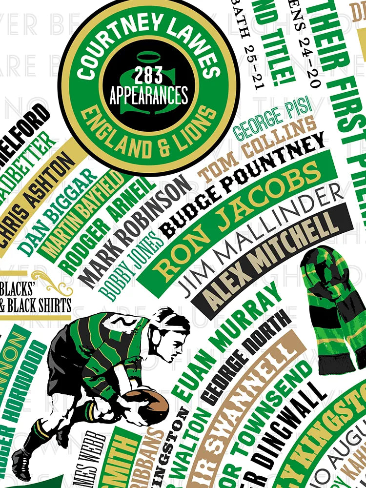 Northampton Saints Wheel of Fame - Rugby Print