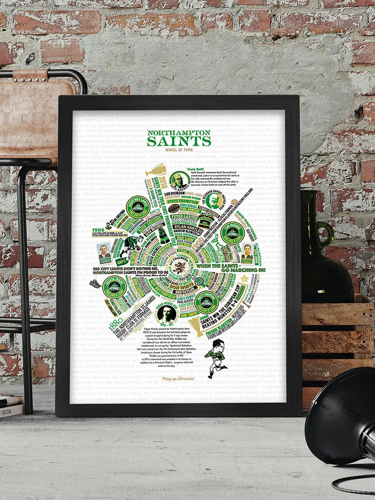 Northampton Saints Wheel of Fame - Rugby Print