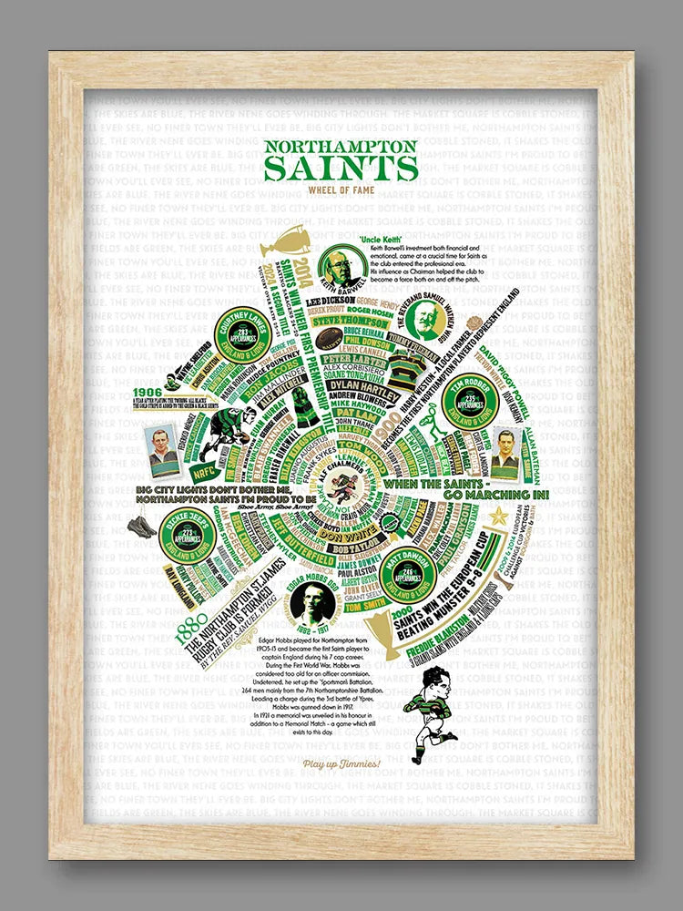 Northampton Saints Wheel of Fame - Rugby Print