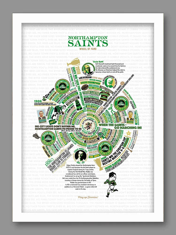 Northampton Saints Wheel of Fame - Rugby Print