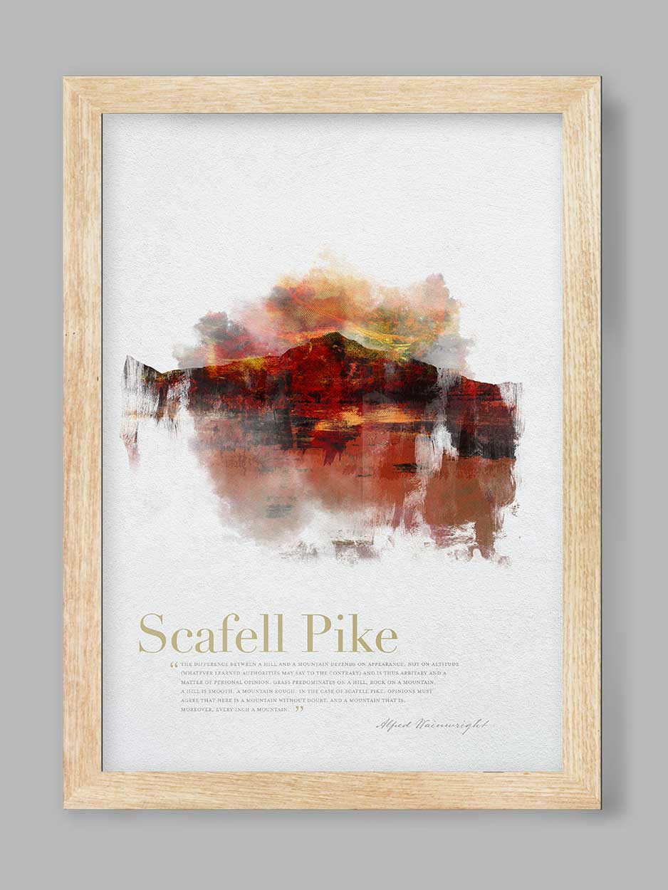 Scafell Pike in Wainwright's Words - Lake District Print
