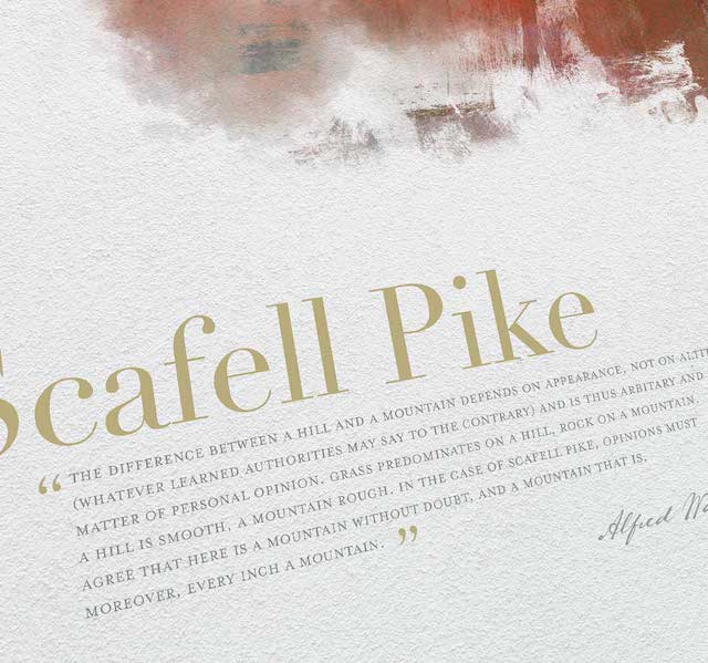 Scafell Pike in Wainwright's Words - Lake District Print