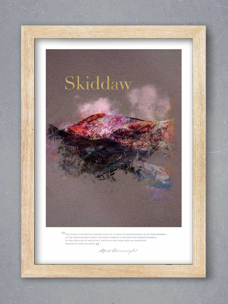 Skiddaw in Wainwright's Words - Lake District Print