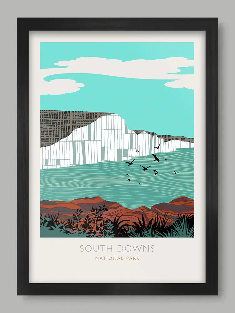 South Downs National Park - Poster Print. Established in 2009, the park takes in areas of both Hampshire and Sussex.
