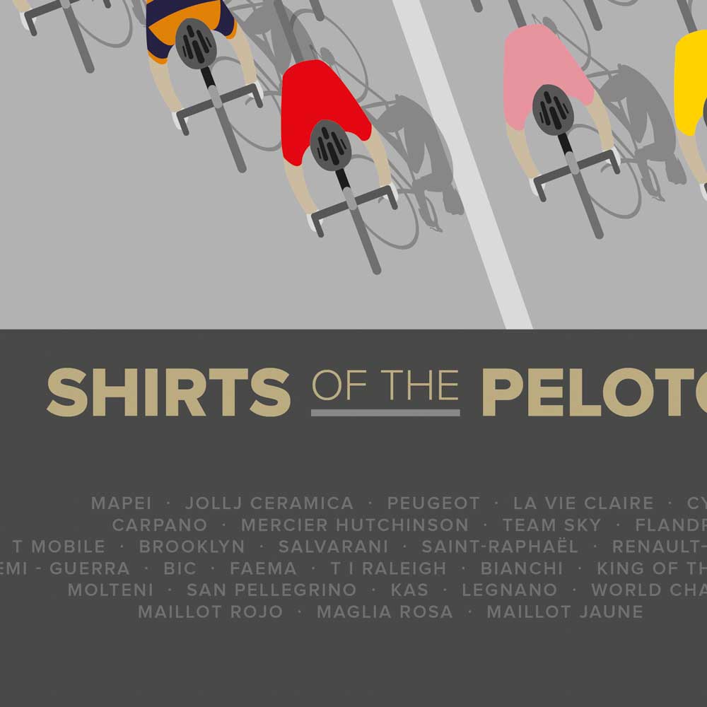 The Shirts of the Peloton Cycling Poster Print