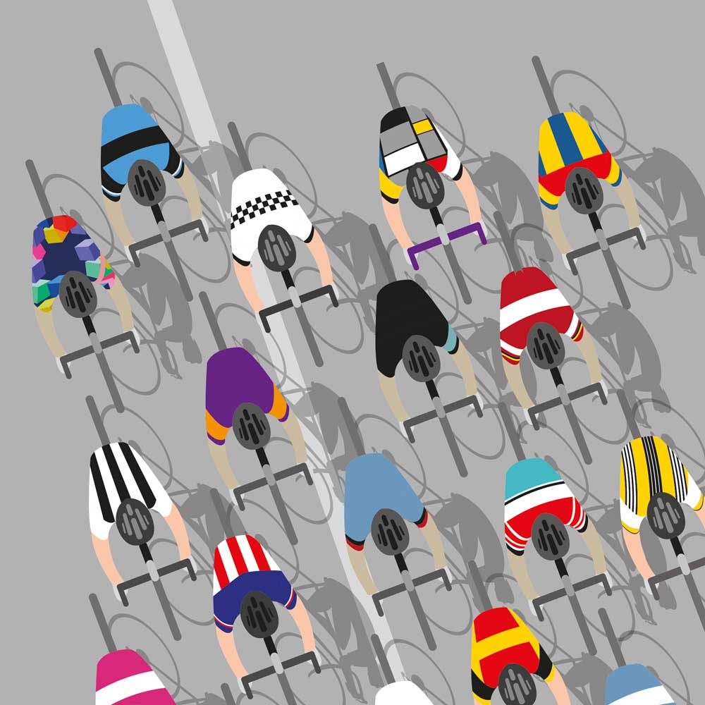 The Shirts of the Peloton Cycling Poster Print