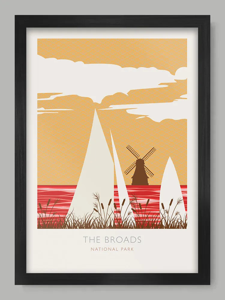 The Broads National Park - Poster Print. Established in 1989, the Broads takes in wetlands in both Norfolk and Suffolk.