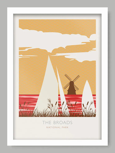 The Broads National Park - Poster Print. Established in 1989, the Broads takes in wetlands in both Norfolk and Suffolk.