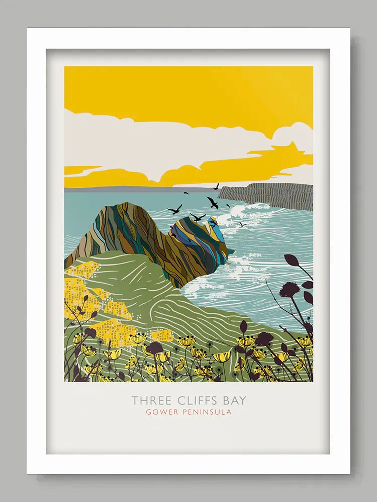 3 Cliffs Bay, Gower Poster Print