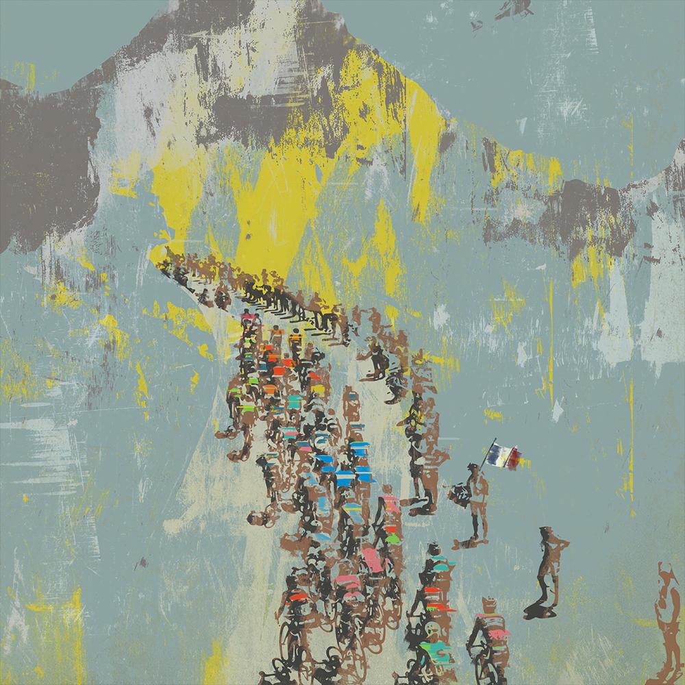 Tour de France Vintage Blue - Cycling Print