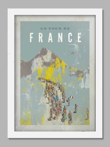 Tour De France Retro Cycling Poster Print - Vintage Blue