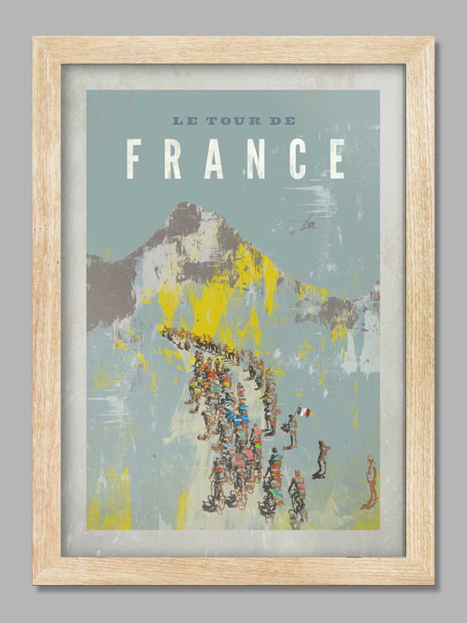 Tour de France Vintage Blue - Cycling Print
