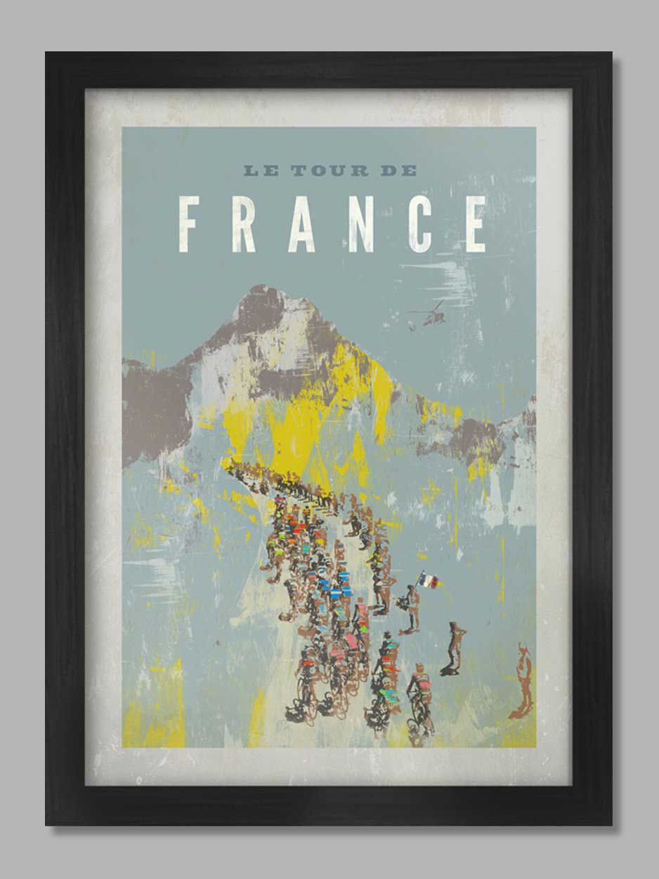 Tour de France Vintage Blue - Cycling Print